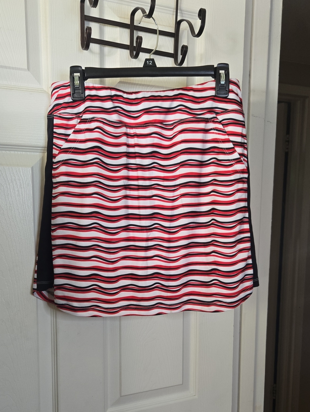 Red and Black Striped Women's Mini Skirt